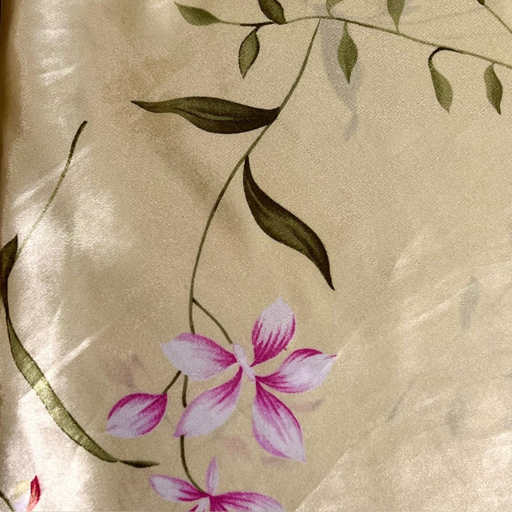 Y2K XL Oscar De La Renta Pink Label Floral Satin Feel Scoop Camisole Side Slits - Picture 9 of 14